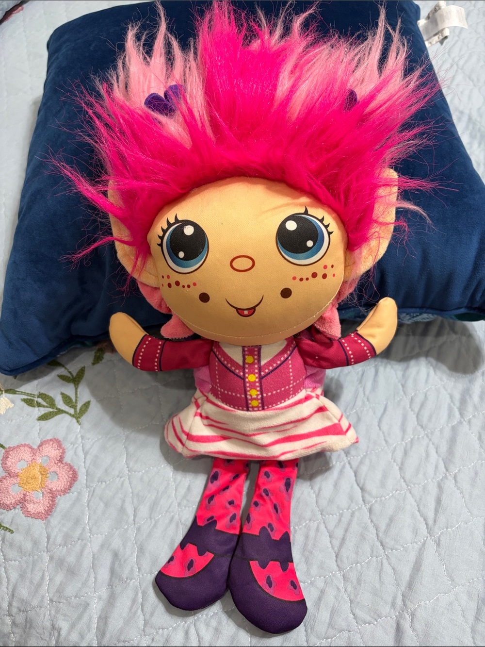 Flip Zee Trolls Pretty in Pink Plush Doll Jay@Play 2-in-1 reversible PreOwned